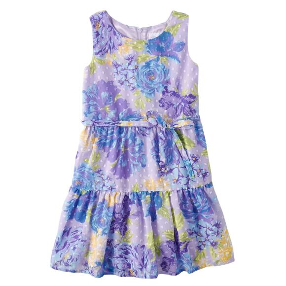 NWT! The Children's Place Girls Floral Tiered Dress in Purple - Size 12 - Picture 2 of 9